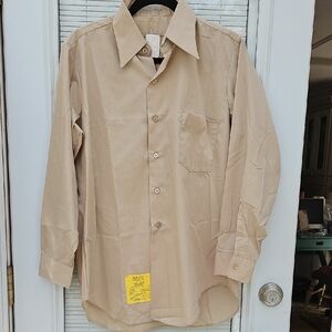 Tan Casual Button Down Shirt with Pointed Collar